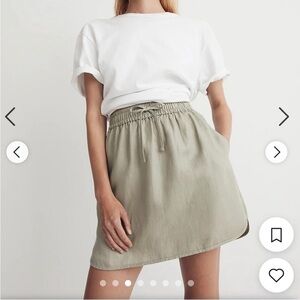 Madewell Linen Blend Curved Hem Mini Skirt Light Green 2X
